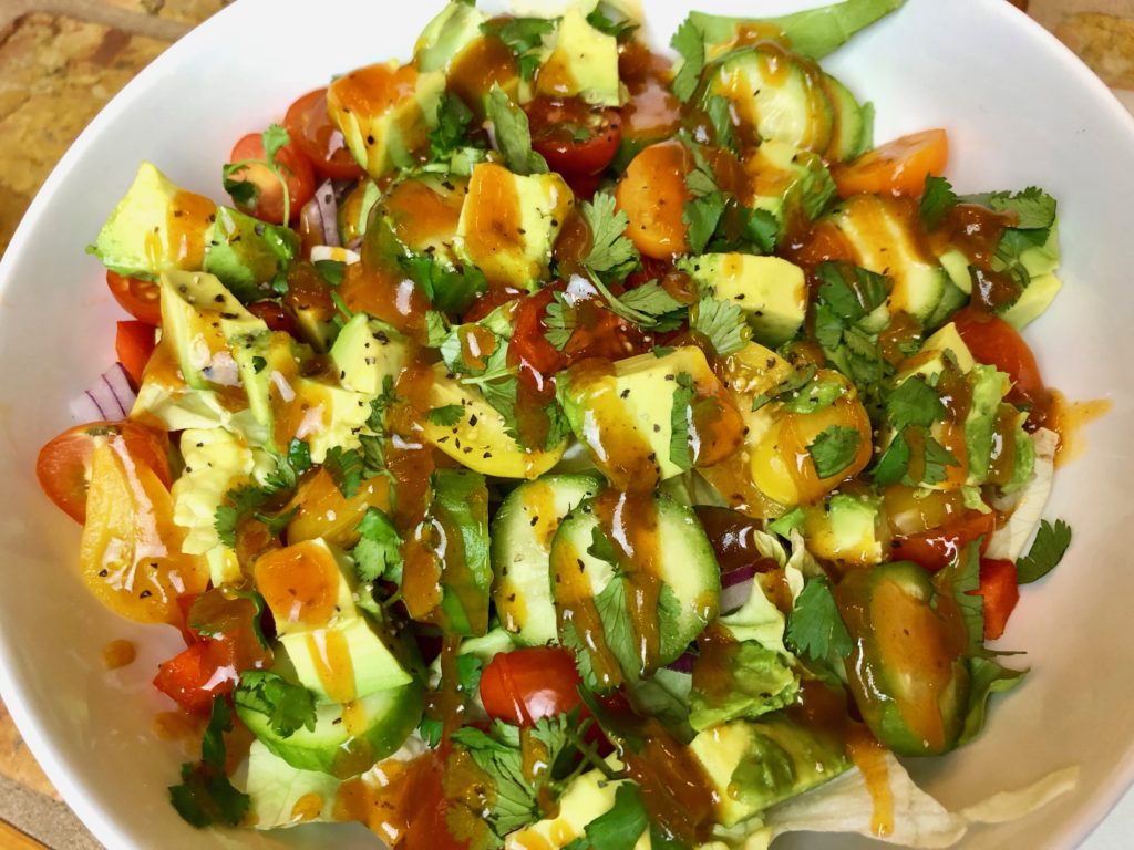 Avocado and Cilantro Salad with Homemade French Dressing