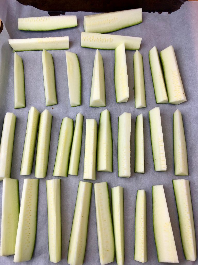 Zucchini cut into wedges