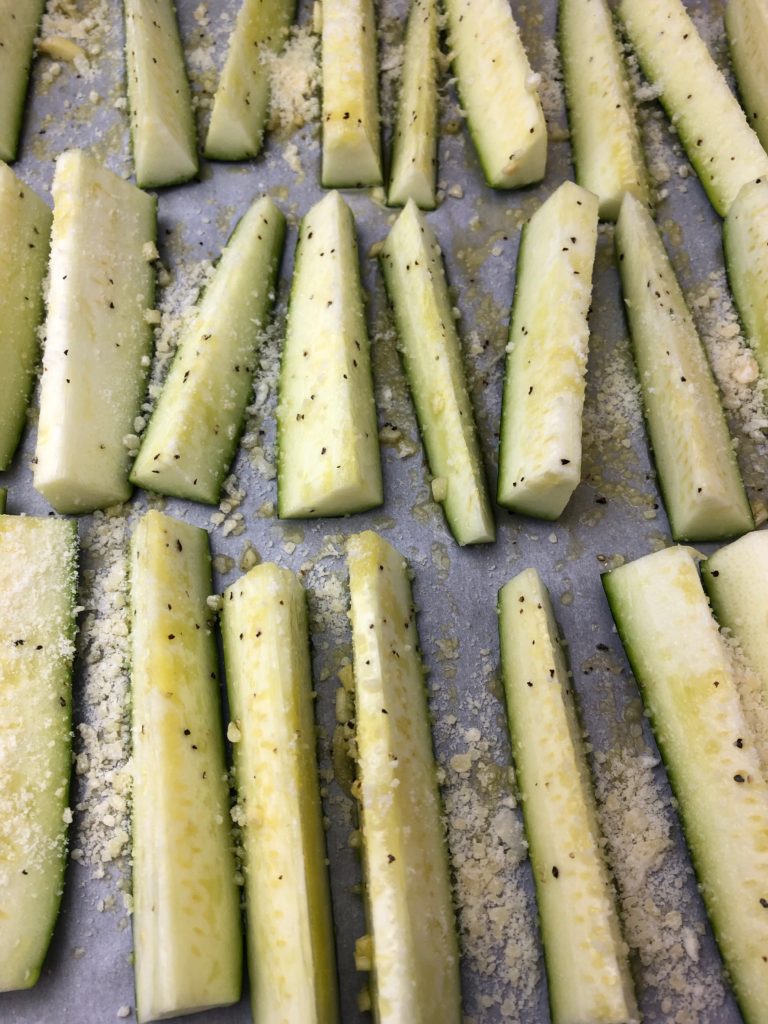 zucchini wedges with parmesan, garlic, olive oil, s & p