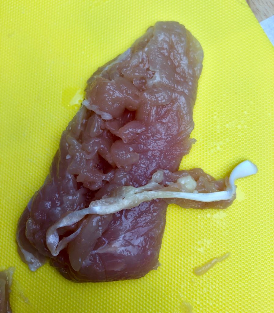 Removing the Tendon from the Chicken Pieces