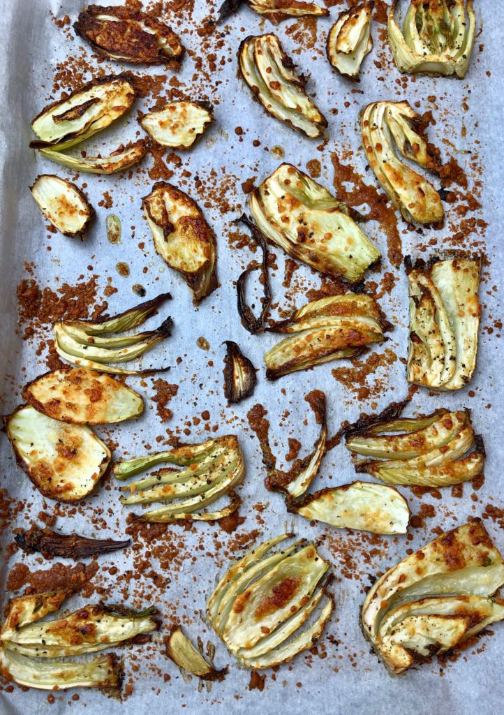 roasted fennel in a single layer