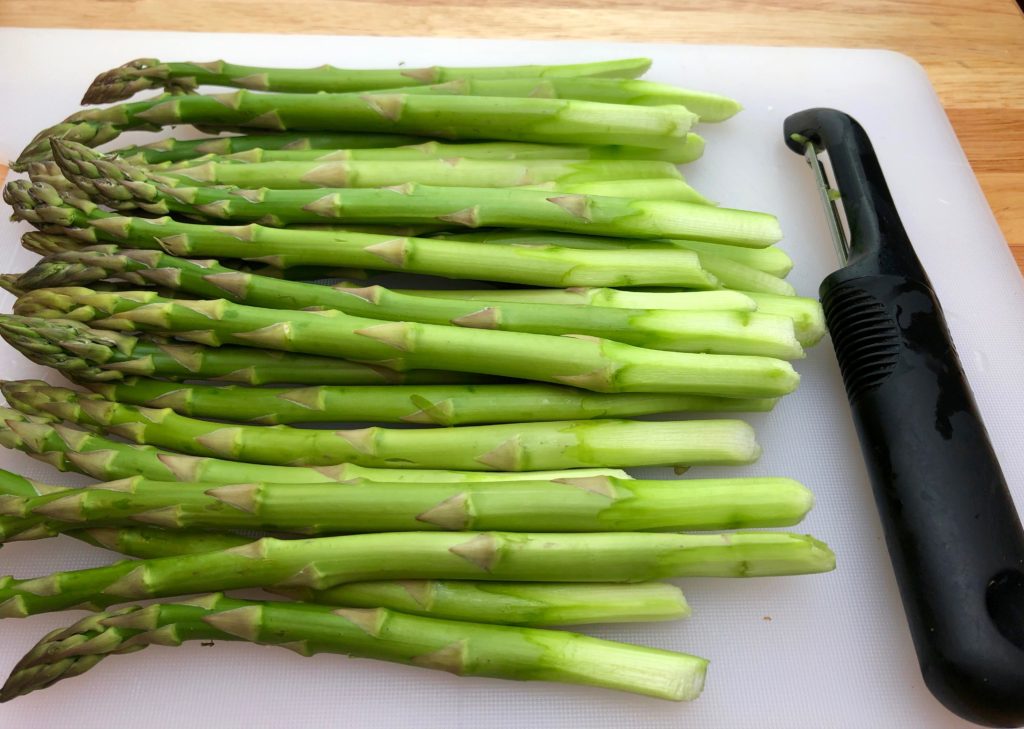 peel bottoms of asparagus