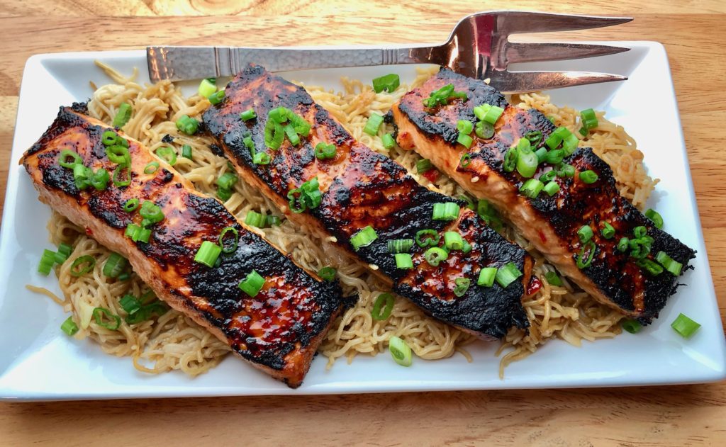 Asian Salmon with Brown Rice Ramen Noodles
