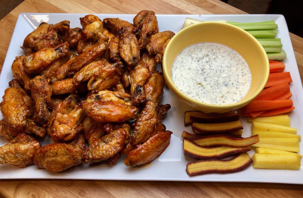 crispy oven-baked buffalo wings with fixins'
