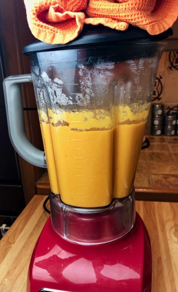 puree carrot ginger soup in a blender