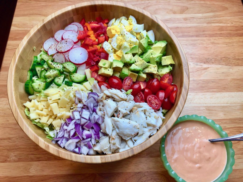 crab louie cobb salad with russian dressing
