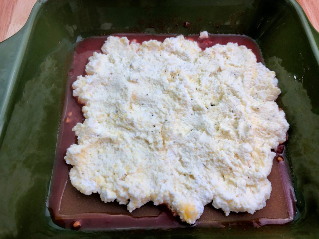 1st layer of ricotta for lasagne