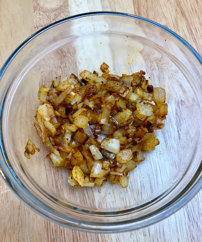 transfer cooked onions to a plate or bowl