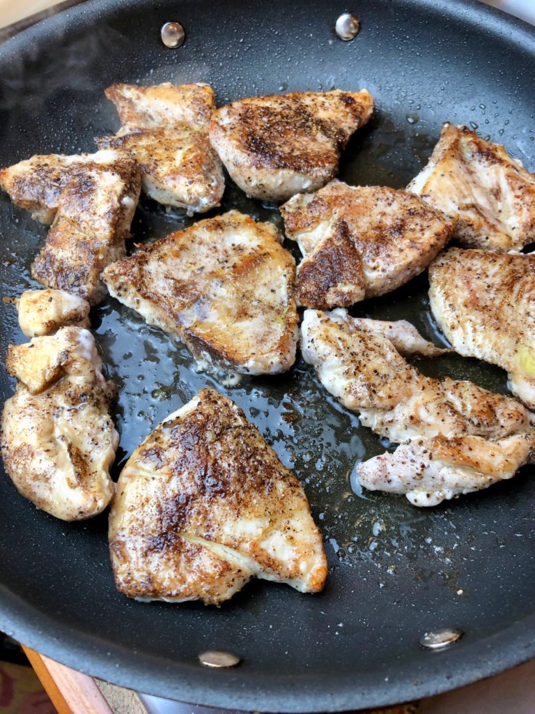 cook allspice chicken until golden brown on both sides and cooked through