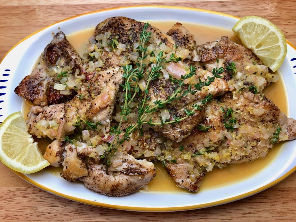 Spice-rubbed Chicken with Lemon-Shallot Sauce