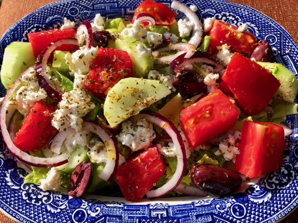 composed greek salad w homemade dressing