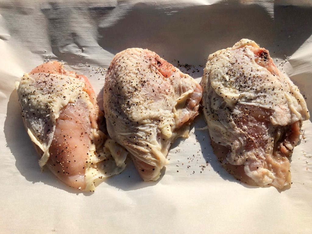 seasoned chicken breast w skin and bone