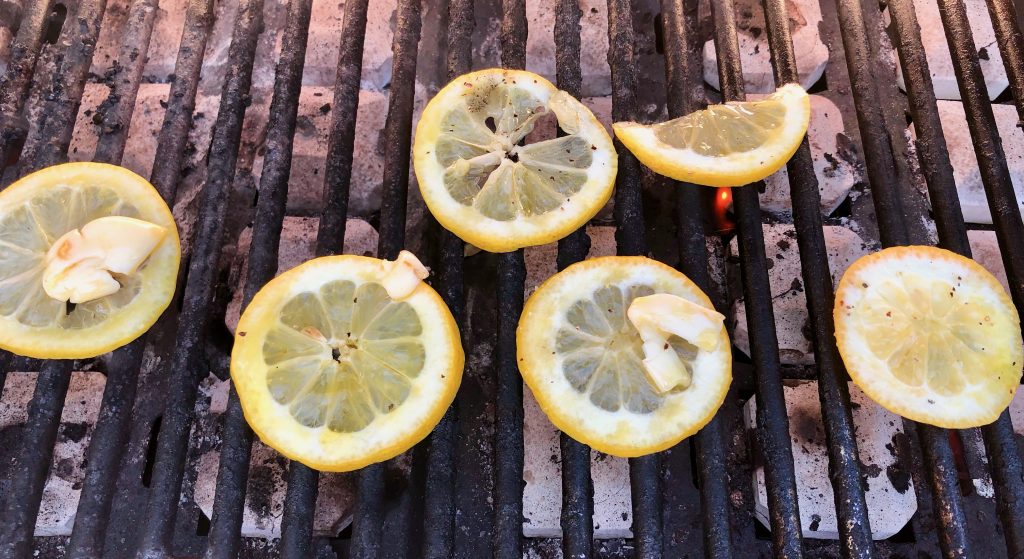 grilling one side on lemon w garlic
