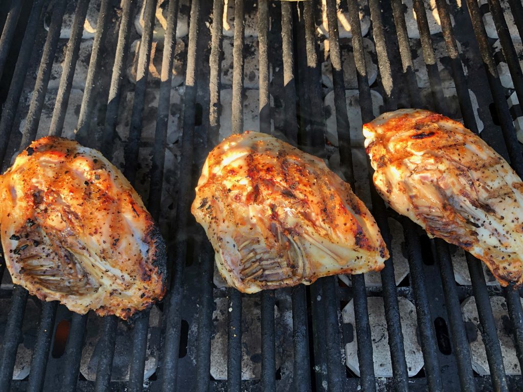 grill chicken breast skin side down