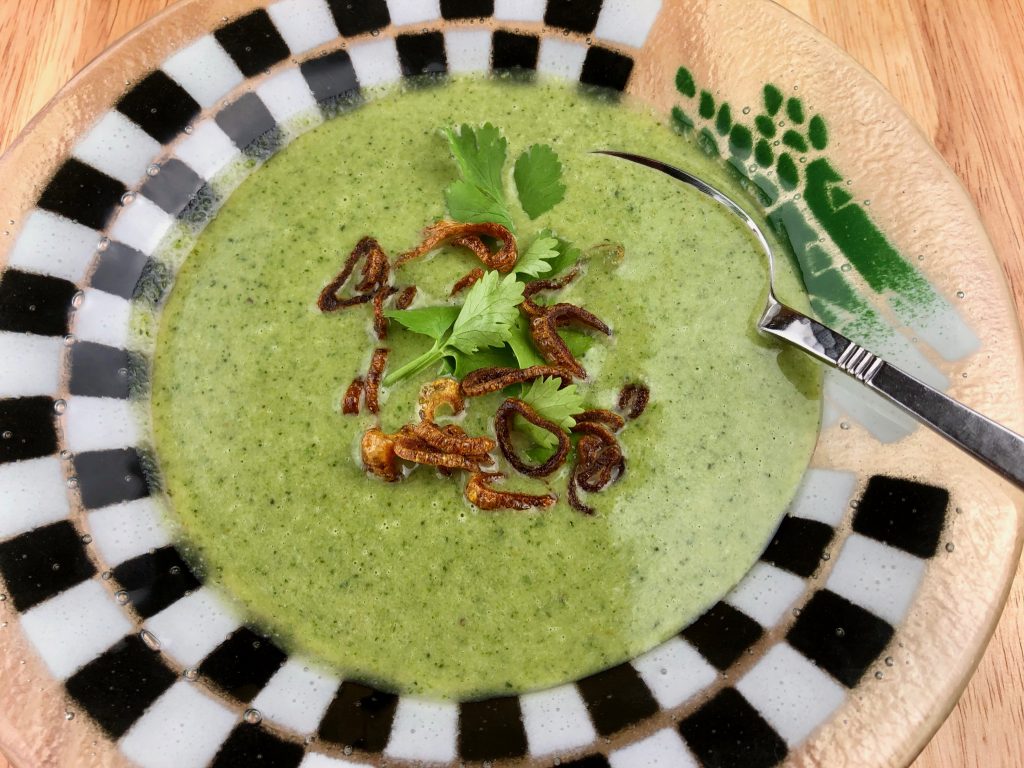 coconut, broccoli, and spinach thai soup
