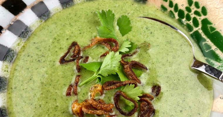 Broccoli and Spinach Coconut Curry Soup with Crispy Shallots – Gluten Free
