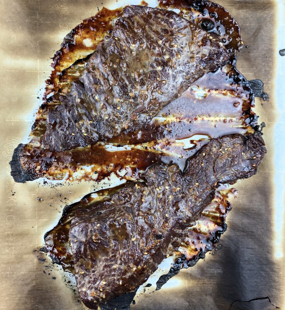 broiled teriyaki skirt steak