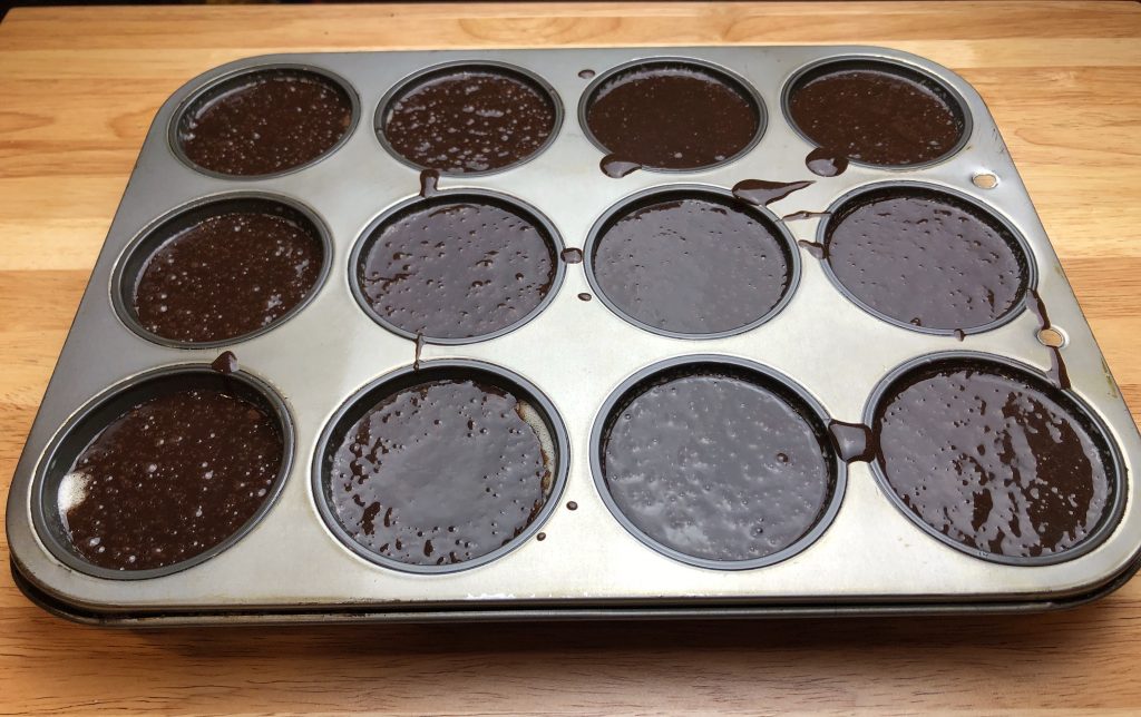 pour batter into cupcake pan