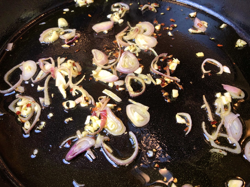 sautee shallots and garlic