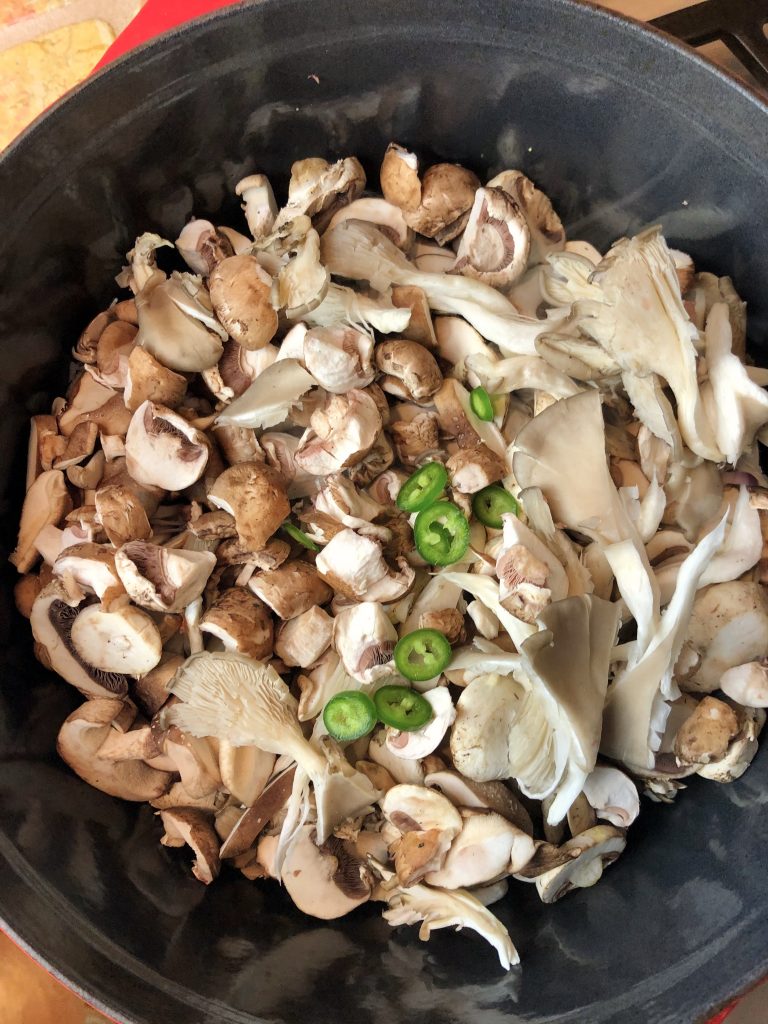mushrooms w half of jalapenos