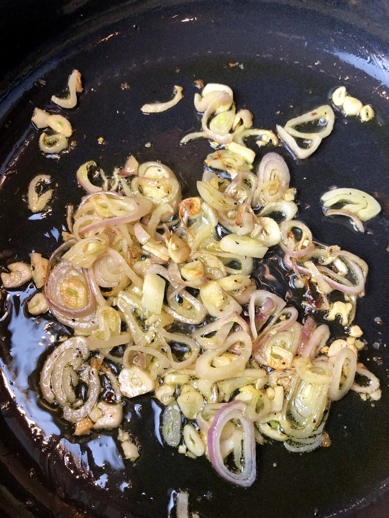 cooking garlic and shallots