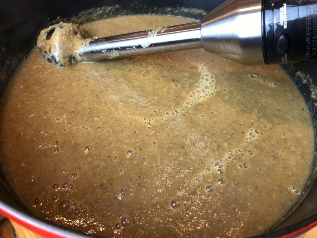 use immersion blender to puree the soup
