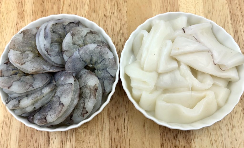 peeled & deveined shrimp and squid rings