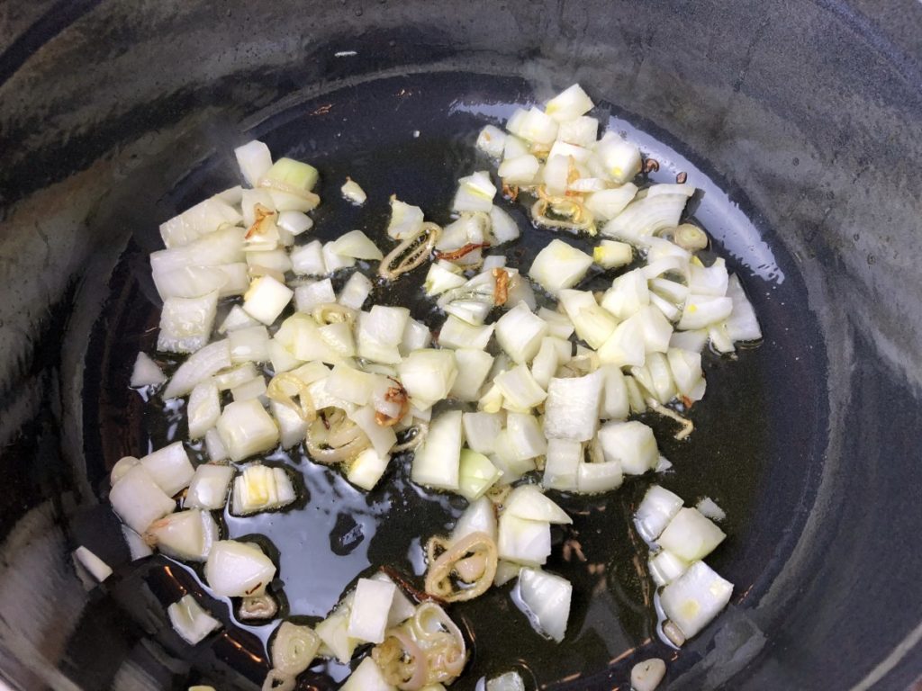add diced onion to shallots