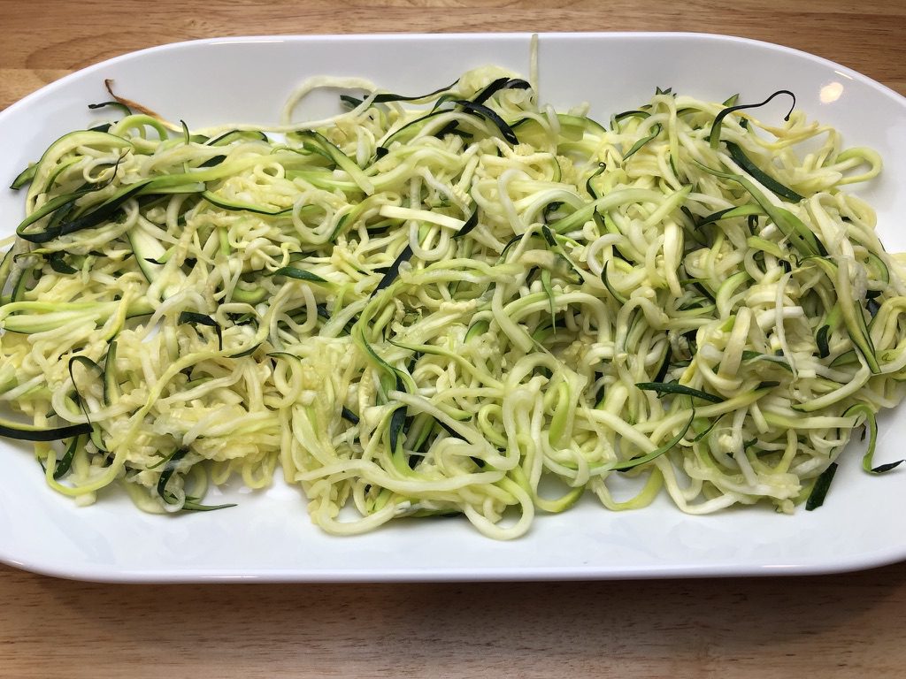 zucchini noodles on a platter