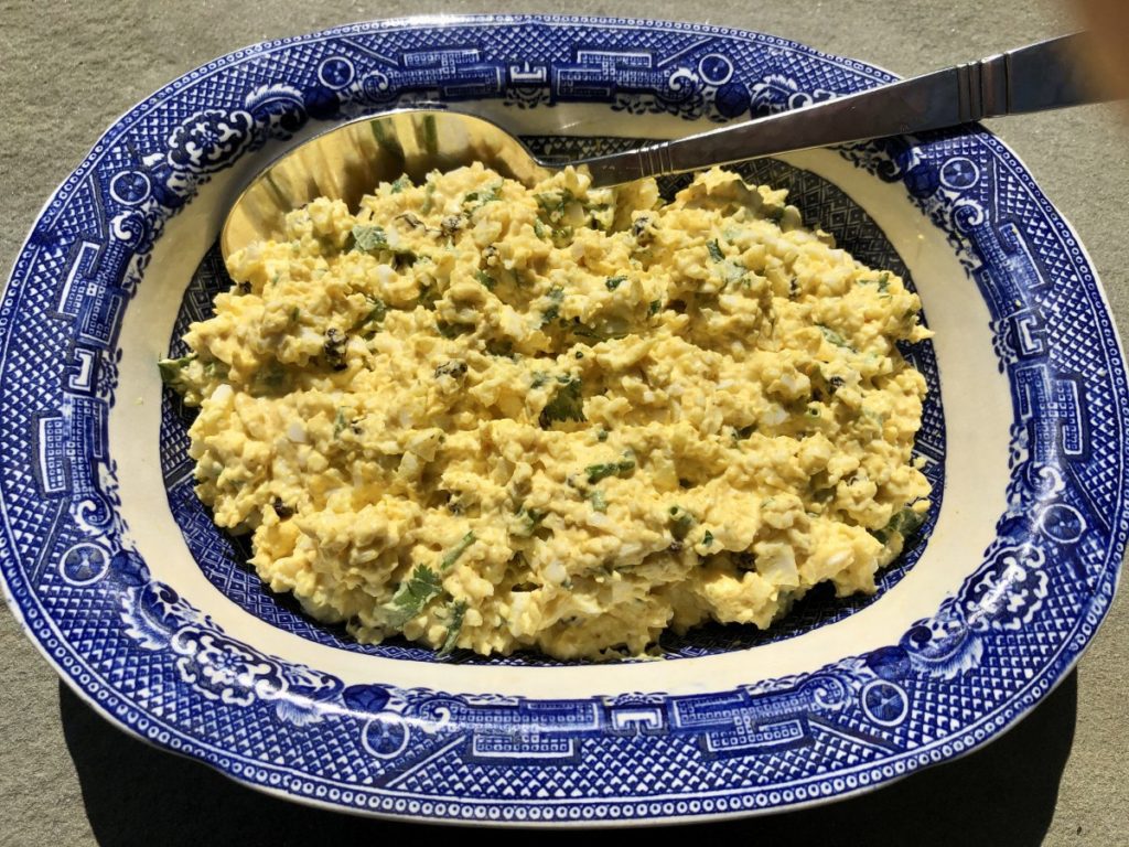 curried egg salad in a bowl
