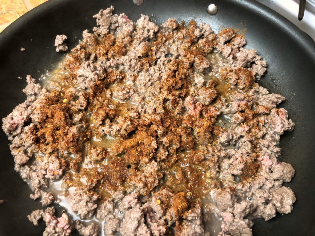 taco seasoning added to ground beef