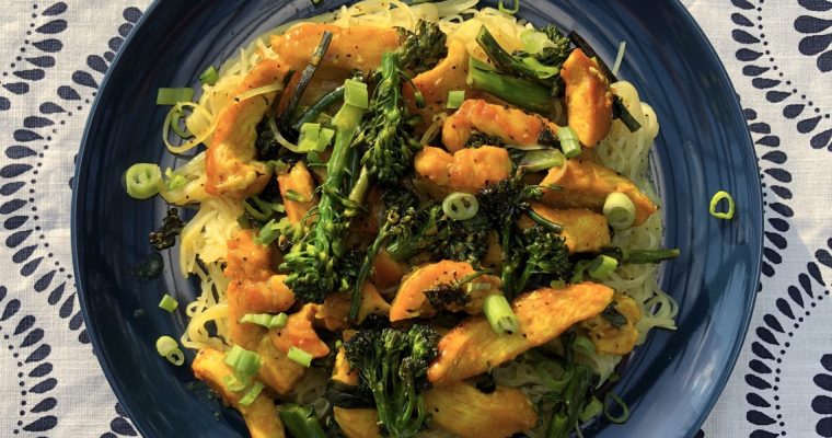 Sweet and Spicy Turmeric Chicken with Broccolini