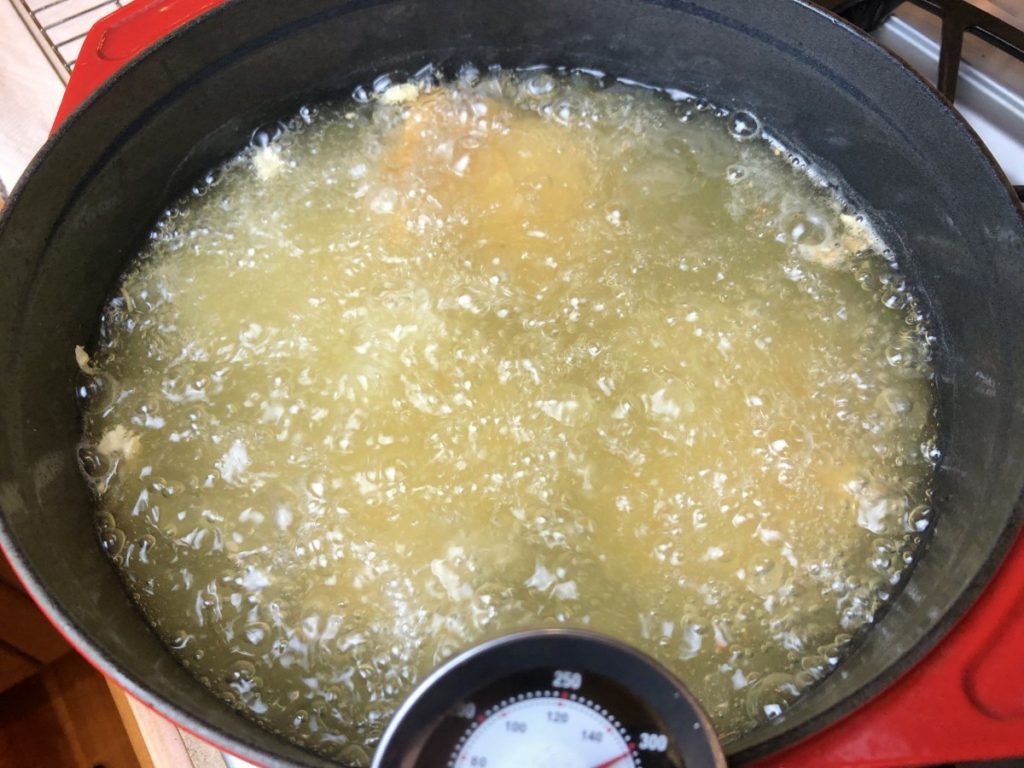 chicken in hot oil