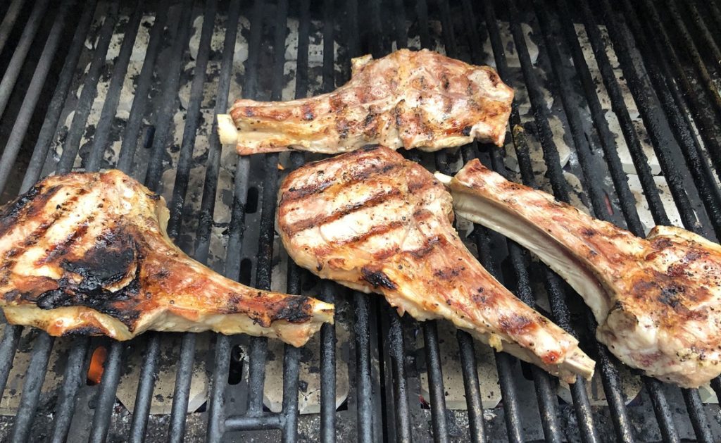 veal chops grilled on one side