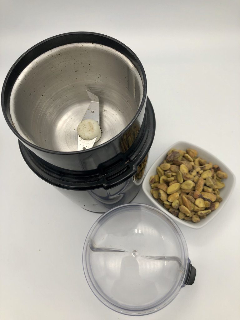 spice grinder and pistachios