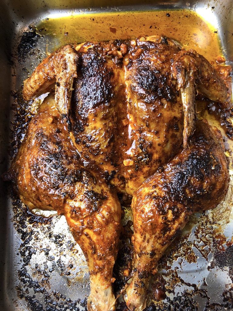 roasted spatchcocked chicken w peruvian spices