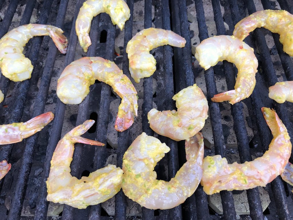 place shrimp on preheated grill
