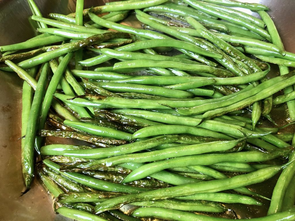 blistering the green beans