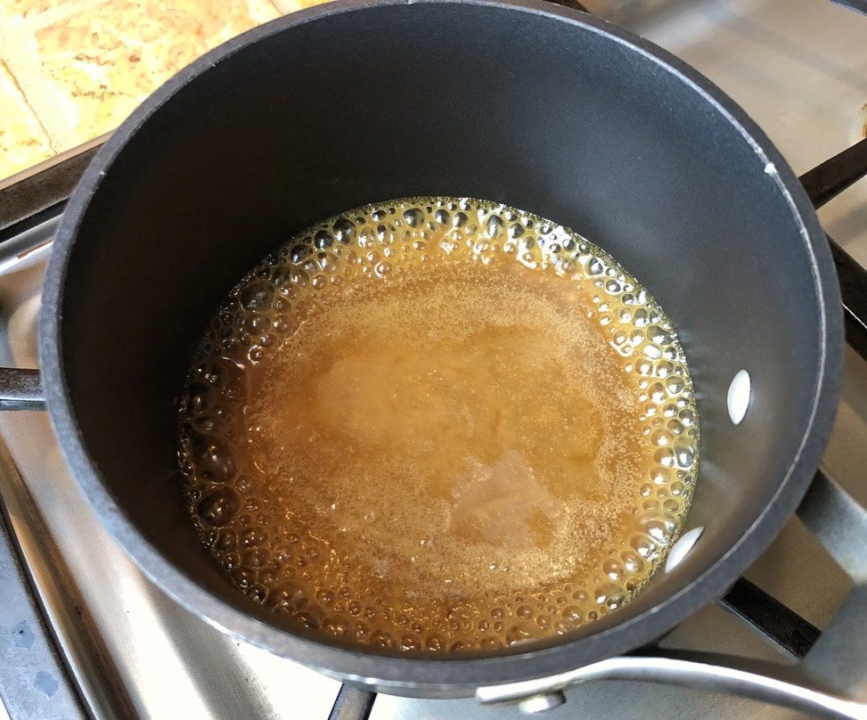 heat remaining miso marinade in a small sauce pan