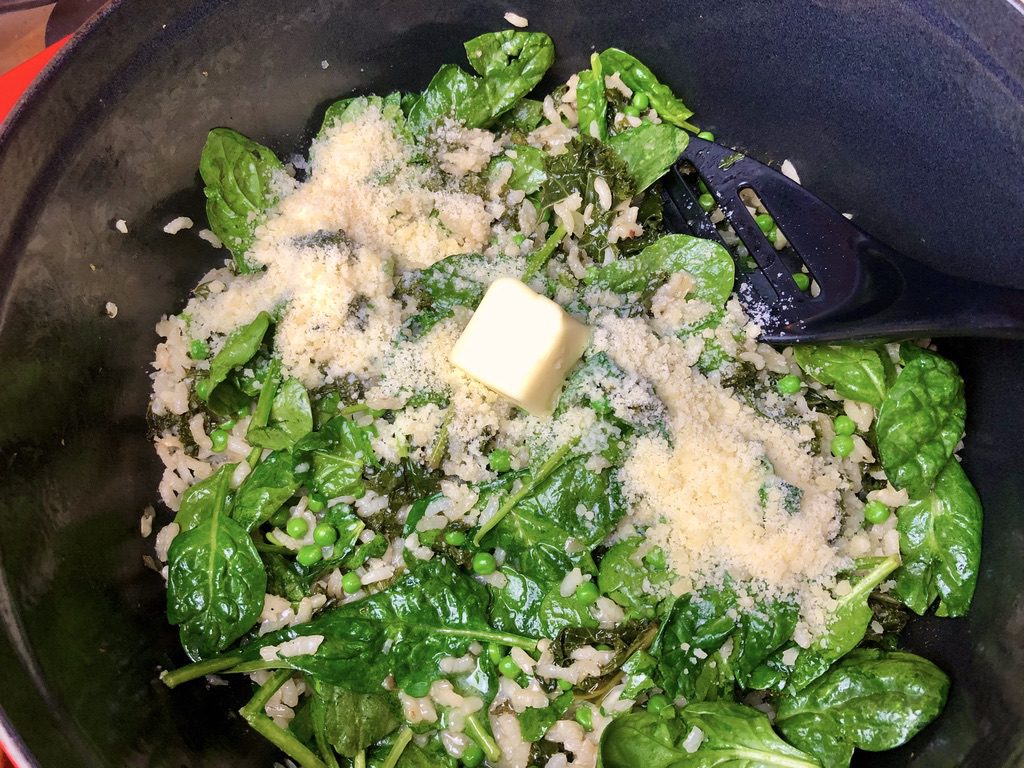 add butter and parmesan to the risotto