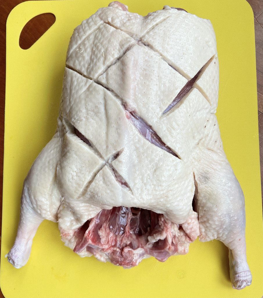 whole duck scored on both sides