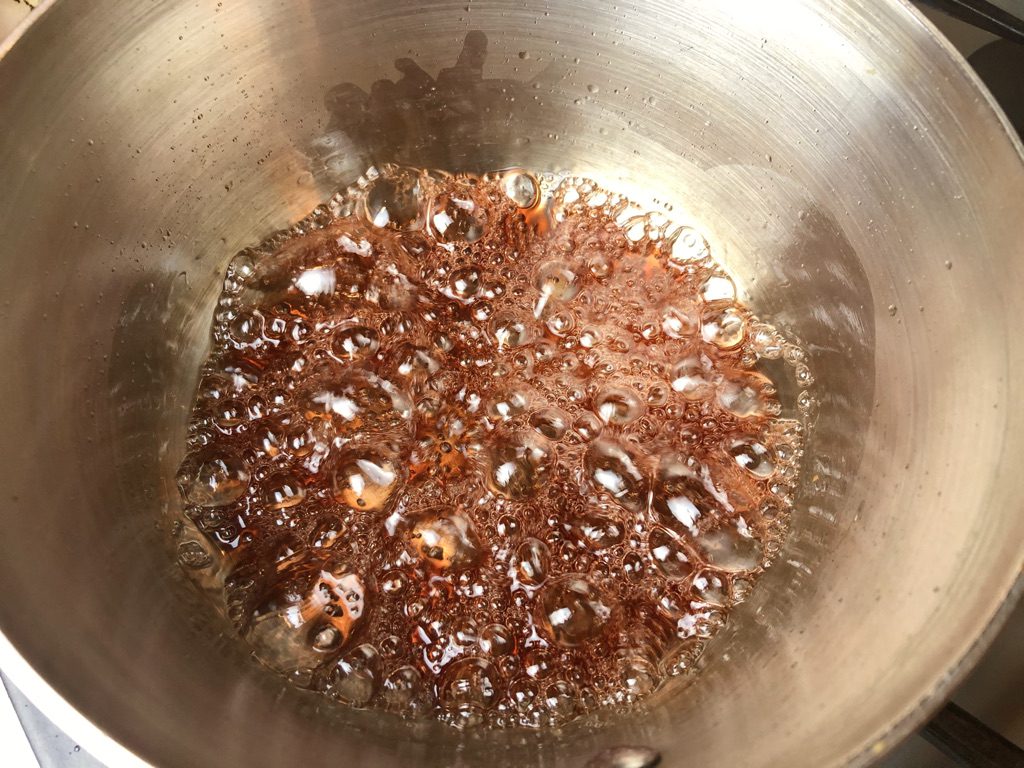 Red Wine Vinegar & Sugar cooked until bubbly and brown