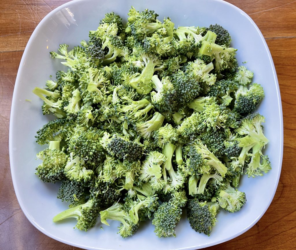 broccoli florets cut into tiny floret pieces