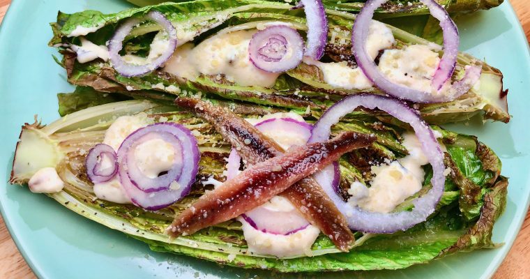 Grilled Romaine with Creamy Caesar Dressing
