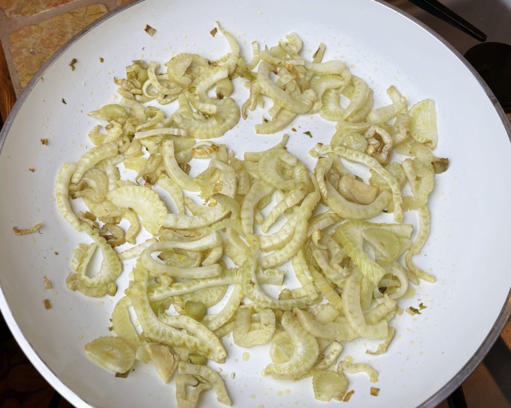 sliced fennel after 20 minutes in the pan