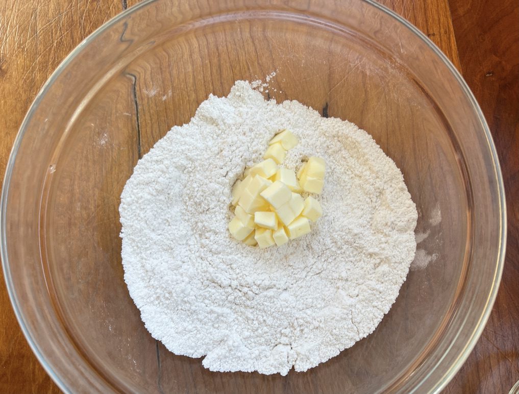 mix dry ingredients together and then add butter