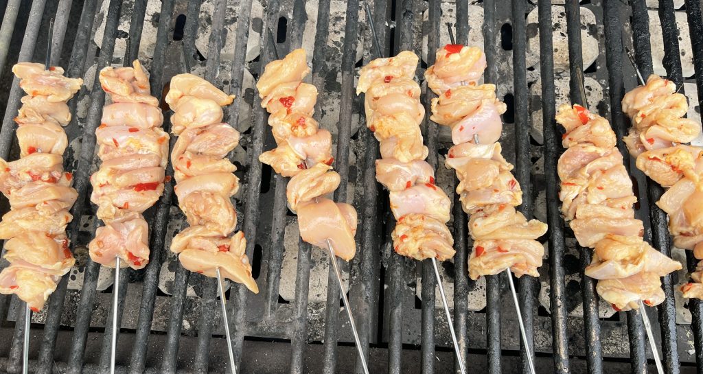 grill skewers on medium-high heat