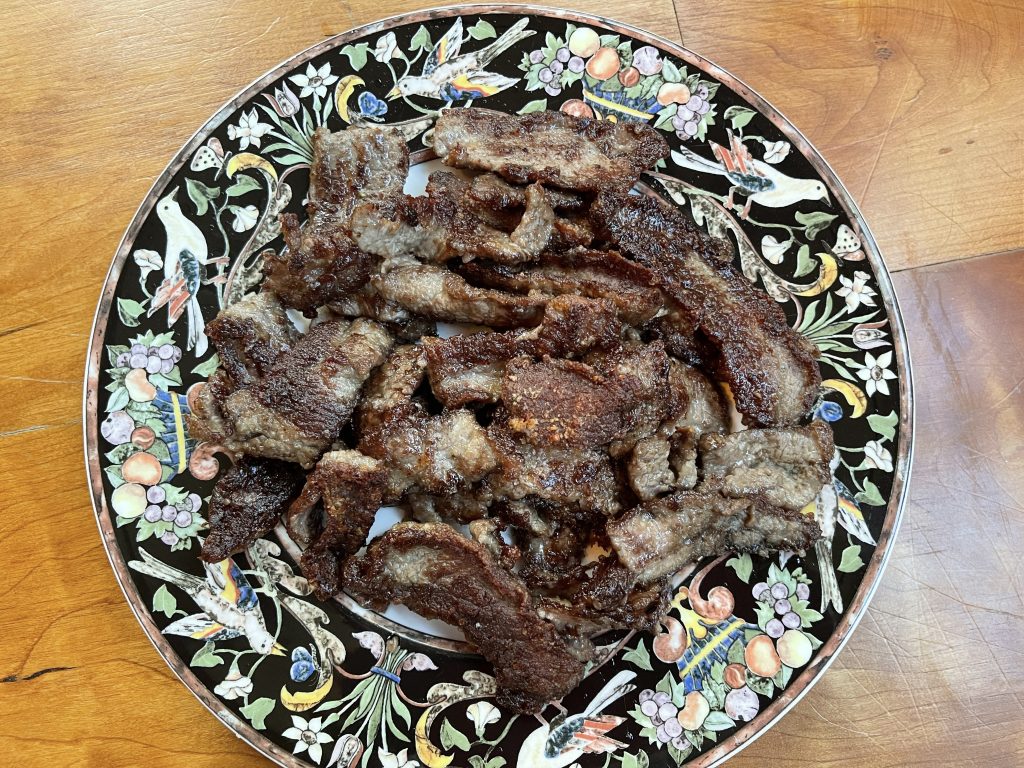 remove steak from pan and place on a plate 