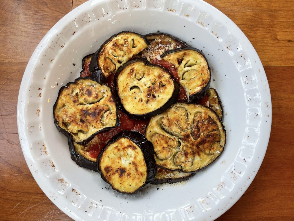 add the remaining eggplant slices