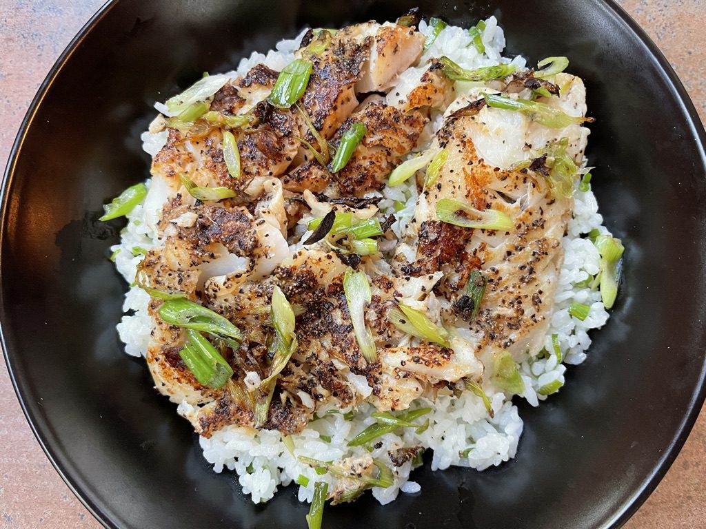 Salt & Pepper Fish with Scallion Rice